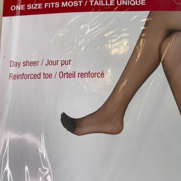 Set 2 Womens Pantyhose Day Sheer Black u Noir Reinforced Toe S M L Transparent - Picture 4 of 5